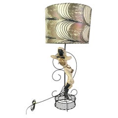 Vintage Mid Century Modern Reglor of California Plaster Table Lamp Gaucho Girl 1950s.