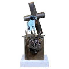 Mid-Century Modern Religious Bronze and Copper Sculpture