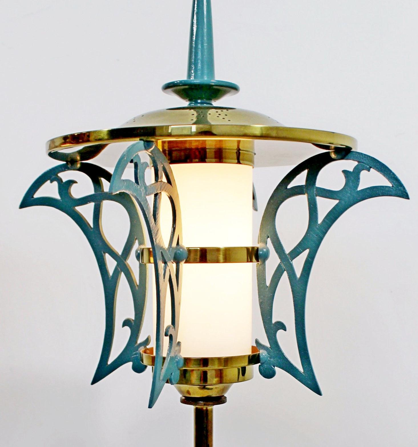 Mid-20th Century Mid-Century Modern Rembrandt Pair of Solid Brass Table Lamps Cold Painted, 1957