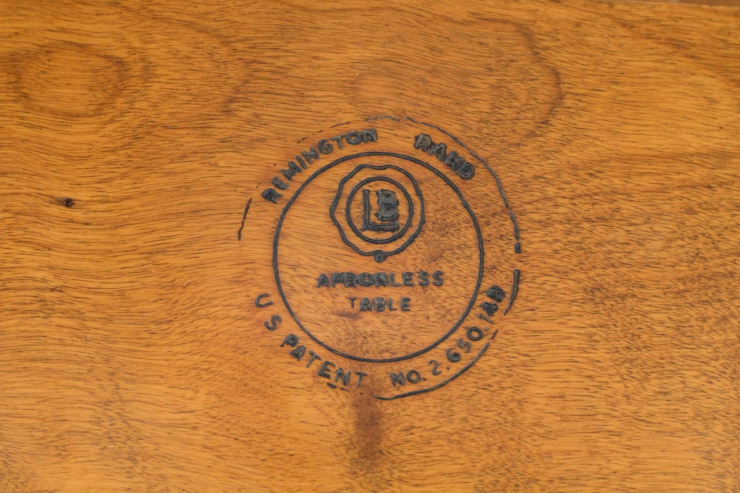 Mid-Century Modern Remington Rand Light Wood Table, Stamped 3