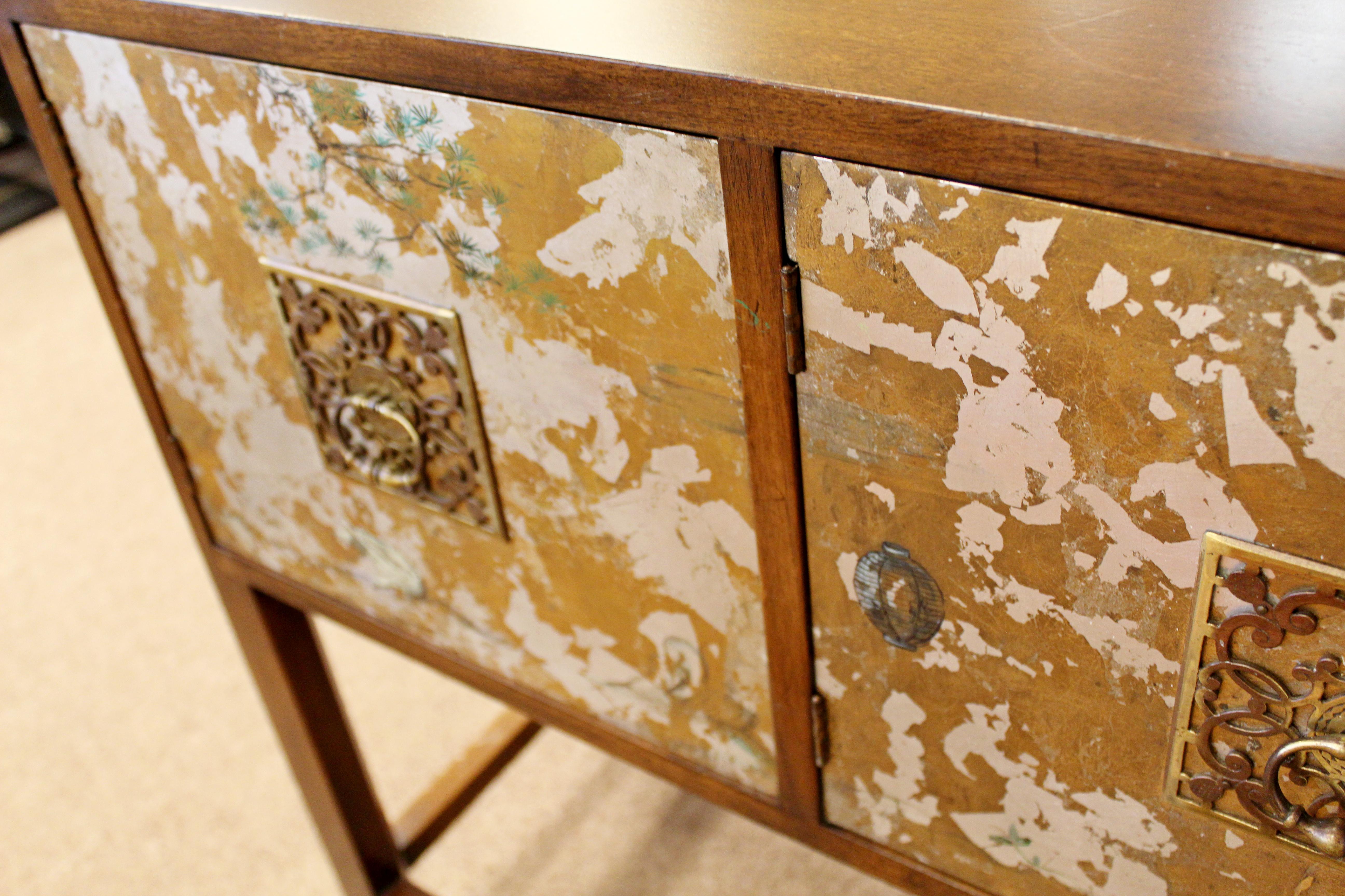 Mid-Century Modern Renzo Rutili Asian Style 4-Door Credenza Console Table, 1960s 4