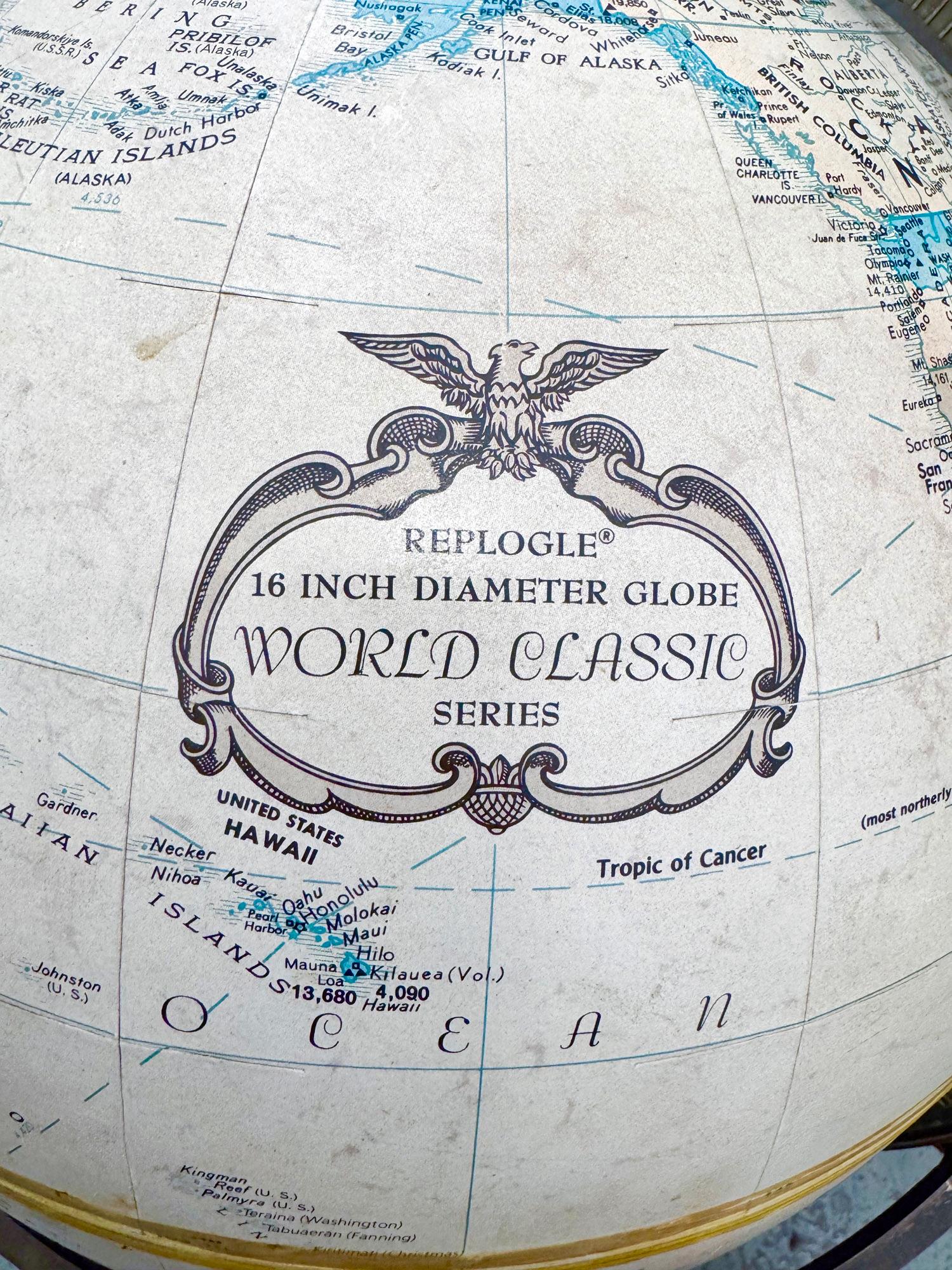 Mid-20th Century Mid-Century Modern Replogle Globe on Iron Stand by Paul McCobb For Sale