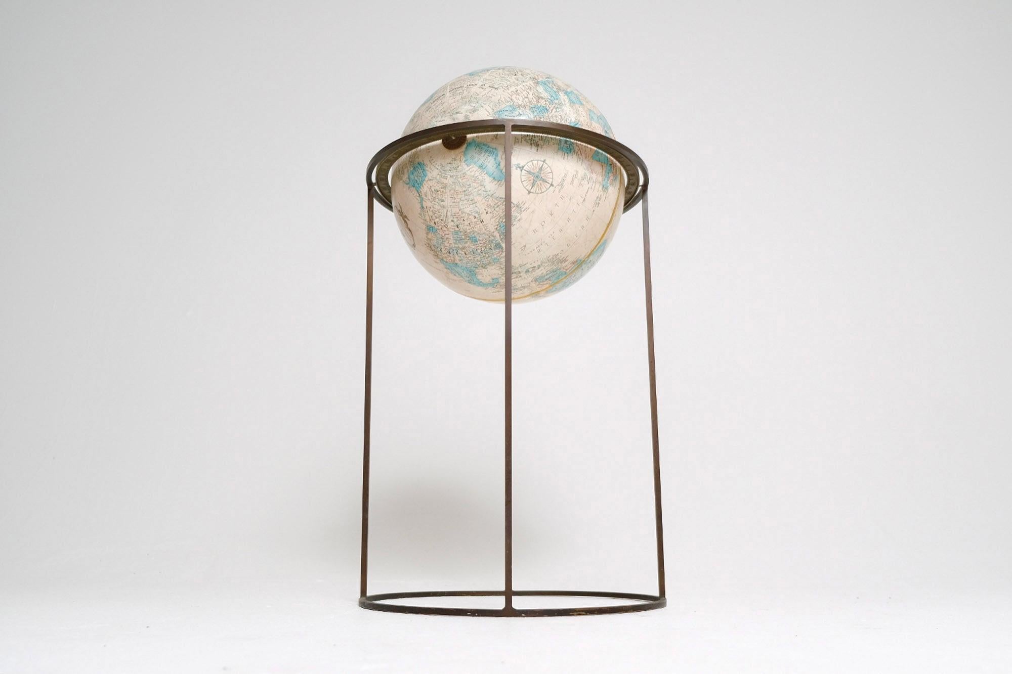 Mid-Century Modern Replogle Globe on Iron Stand by Paul McCobb For Sale 3