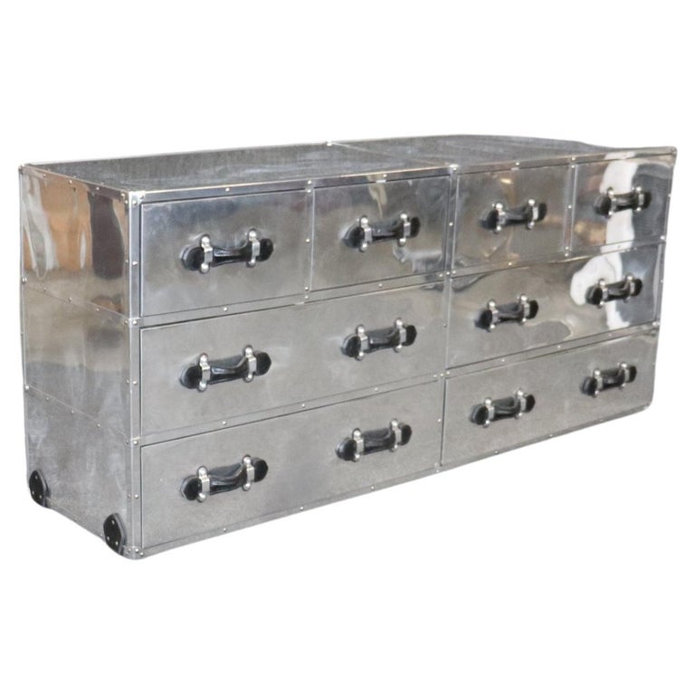 Mid-Century Modern Restoration Hardware Style 8 Drawer Chrome Campaign ...