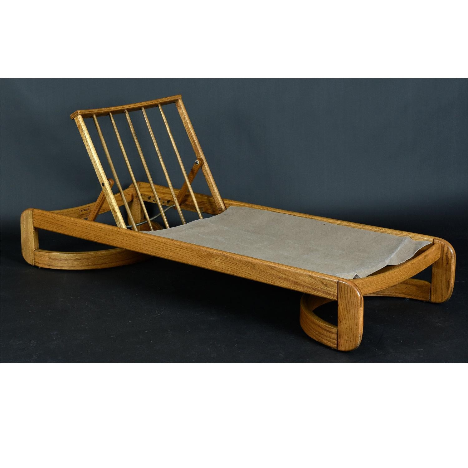 Mid-Century Modern Restored Adjustable Oak Chaise Lounge Daybed by Howard MFG 2