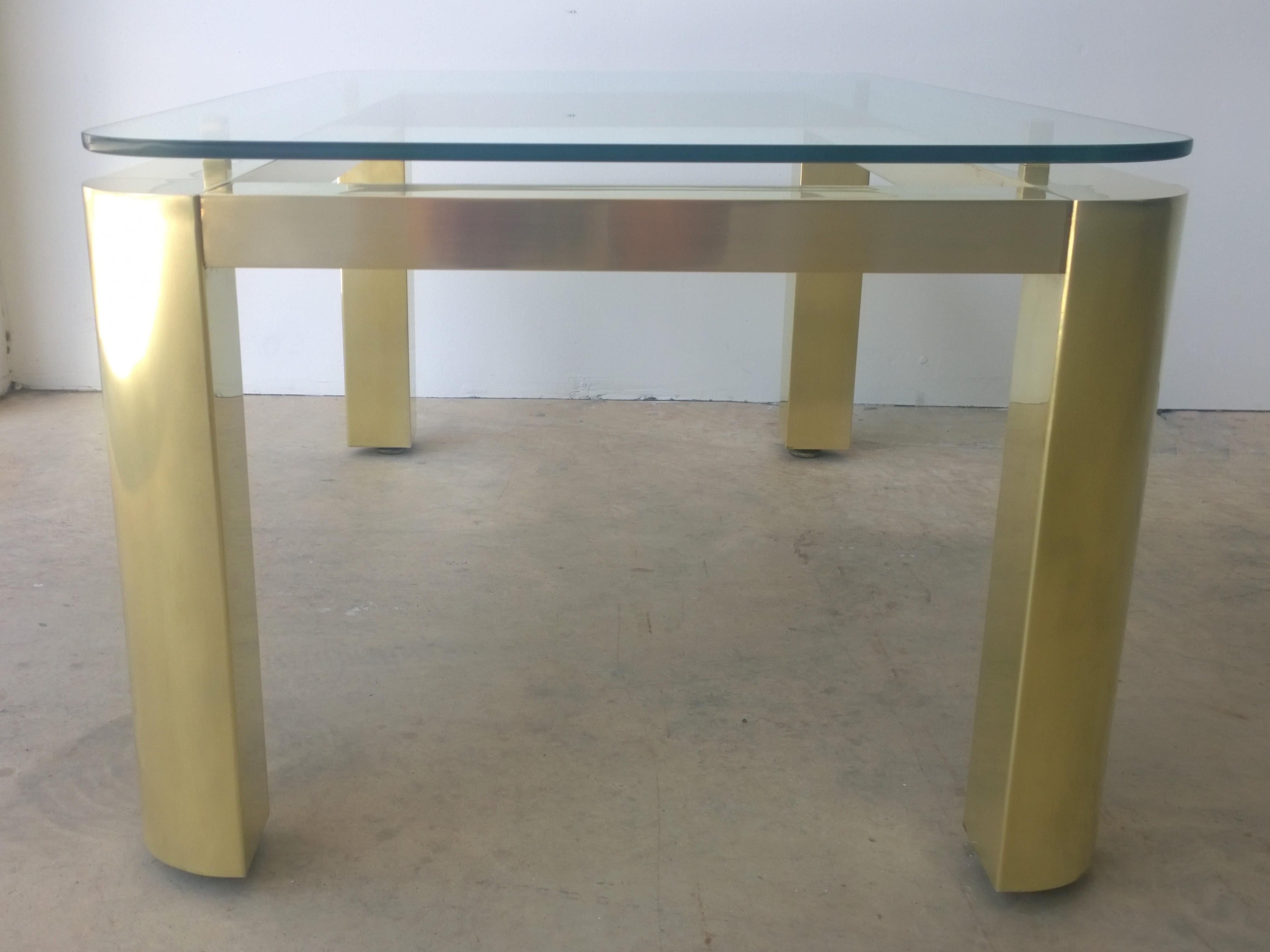 Restored Pace Brass with Floating Glass Rectangular Cocktail or Coffee Table For Sale 3
