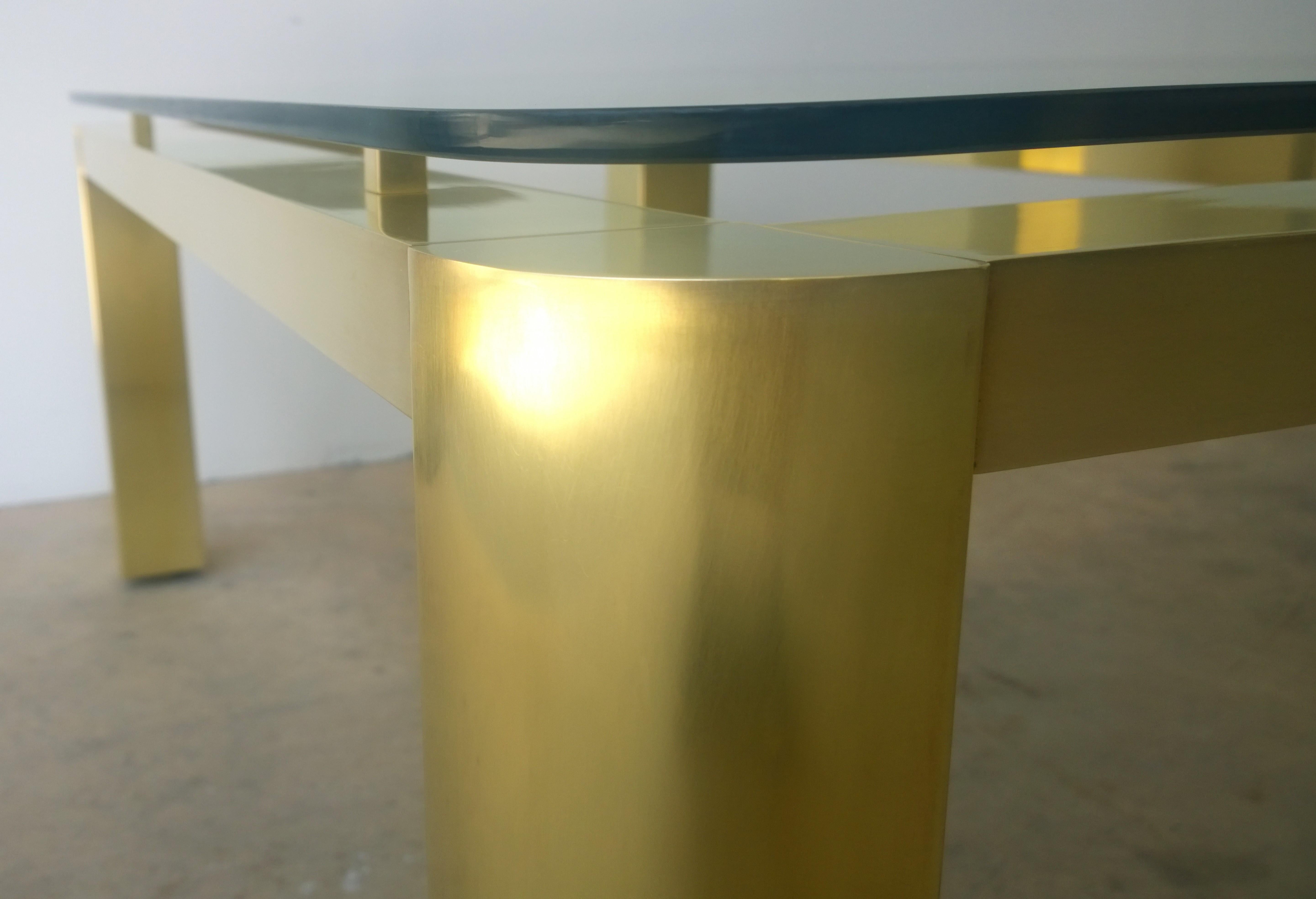 Restored Pace Brass with Floating Glass Rectangular Cocktail or Coffee Table For Sale 6
