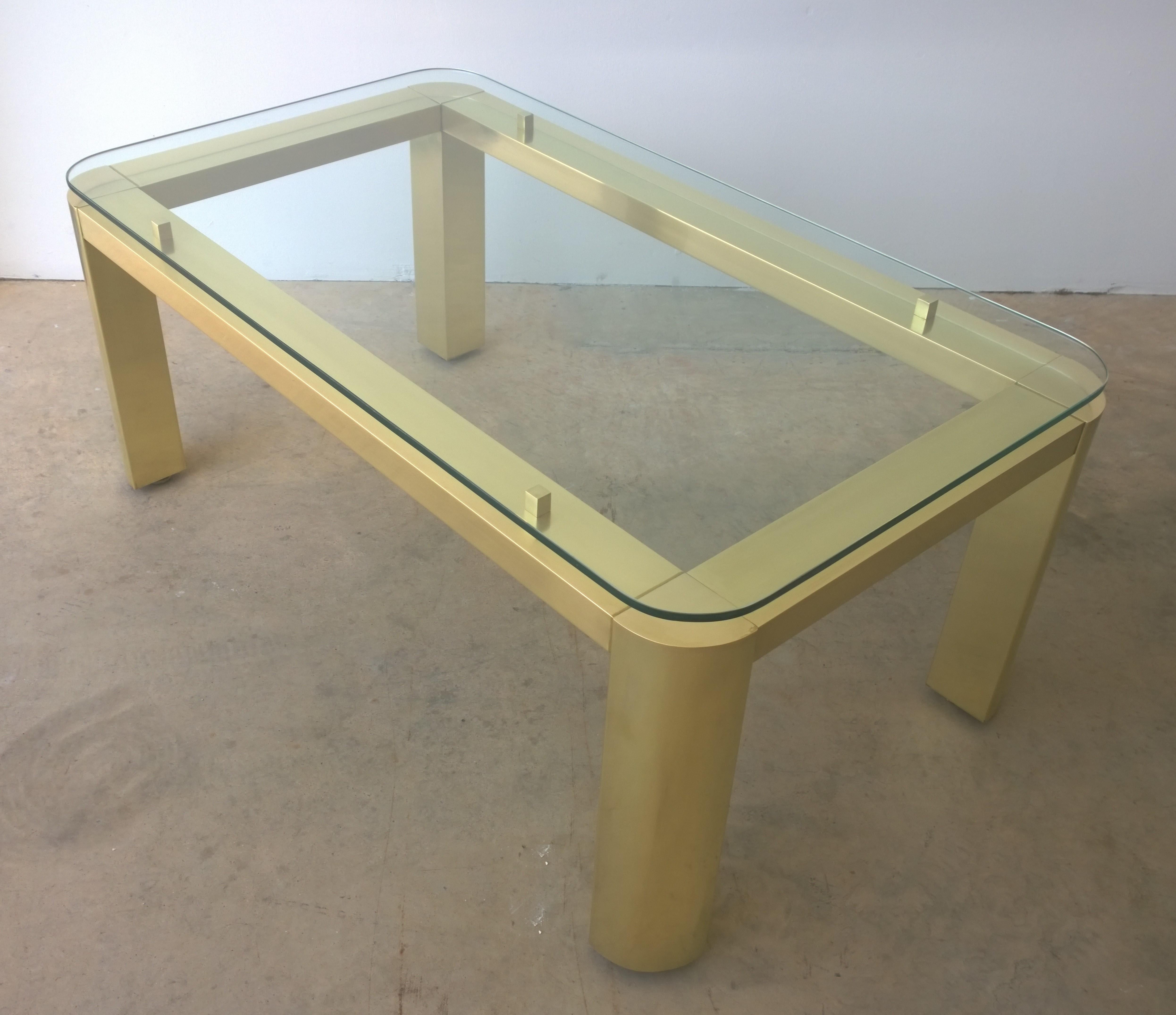 Mid-Century Modern Restored Pace Brass with Floating Glass Rectangular Cocktail or Coffee Table For Sale