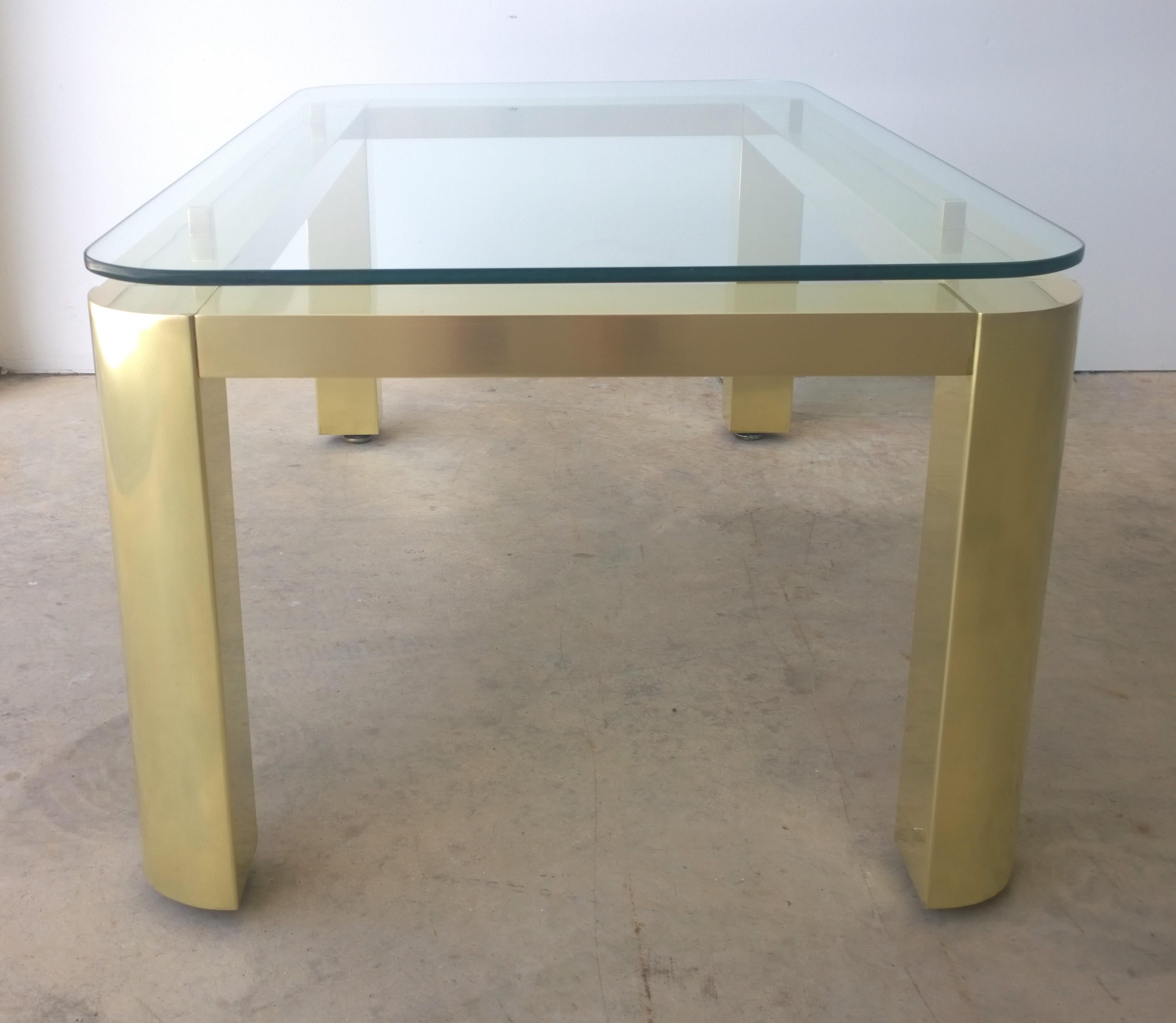 Restored Pace Brass with Floating Glass Rectangular Cocktail or Coffee Table For Sale 2