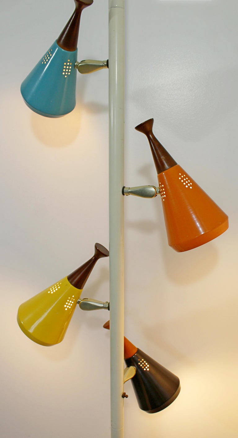 Mid Century Modern Retro Tension Pole, Vintage Tension Pole Lamp Shades