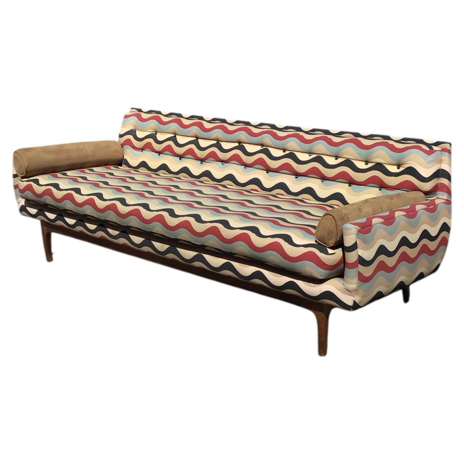 Mid-Century Modern Reupholstered Vintage Sofa, circa 1950s For Sale