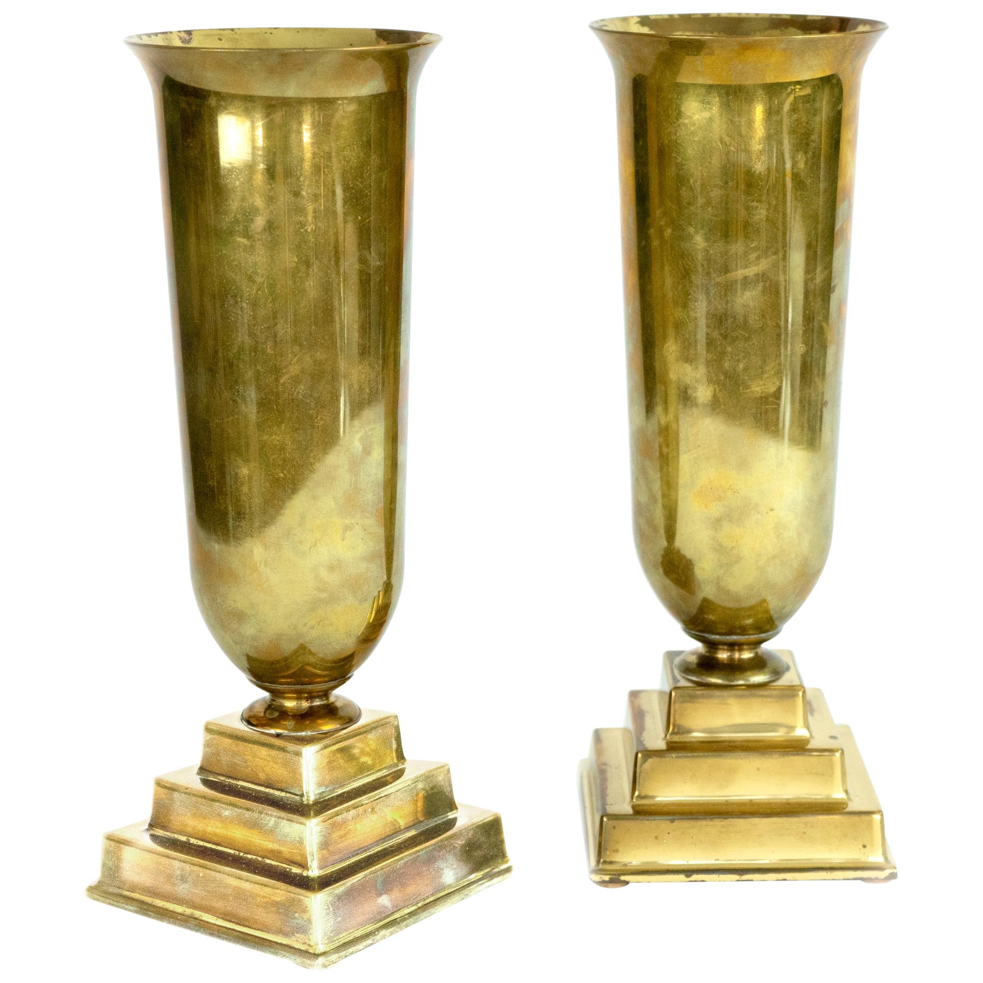 Mid-Century Modern Revellware Trumpet Vases, Pair