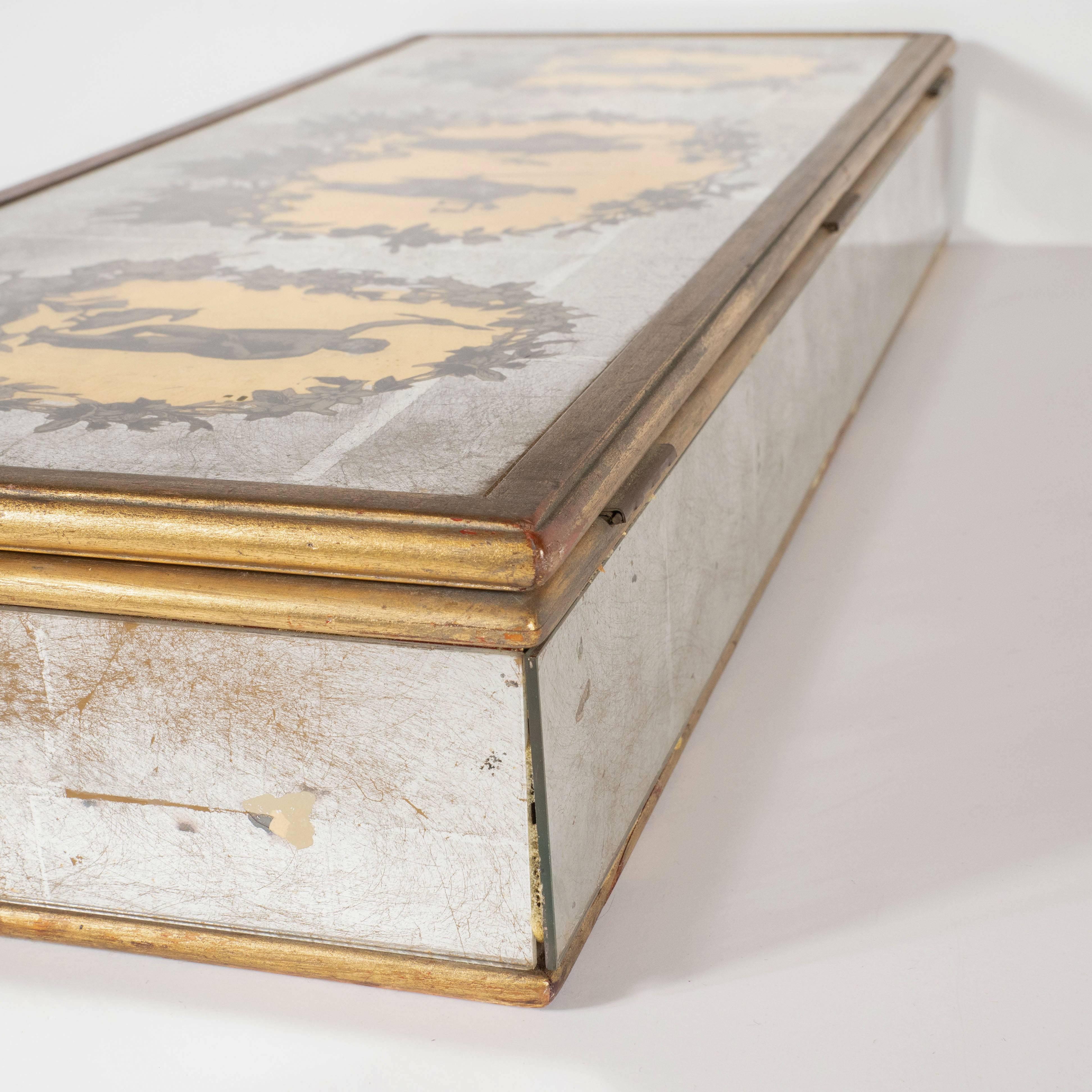 Mid-Century Modern Reverse Eglomisé Gold Mirrored Box by Piero Fornasetti 5