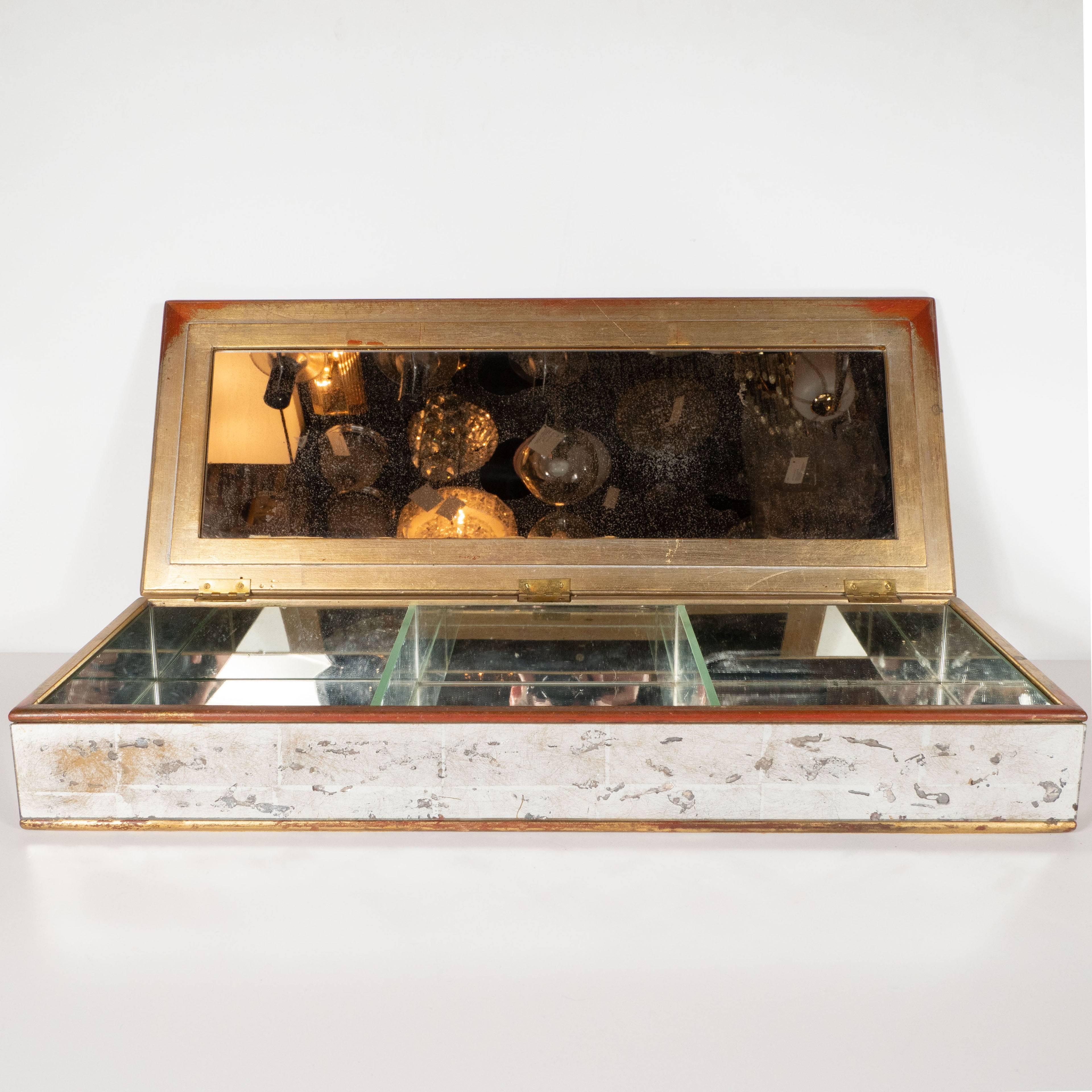 Mid-20th Century Mid-Century Modern Reverse Eglomisé Gold Mirrored Box by Piero Fornasetti