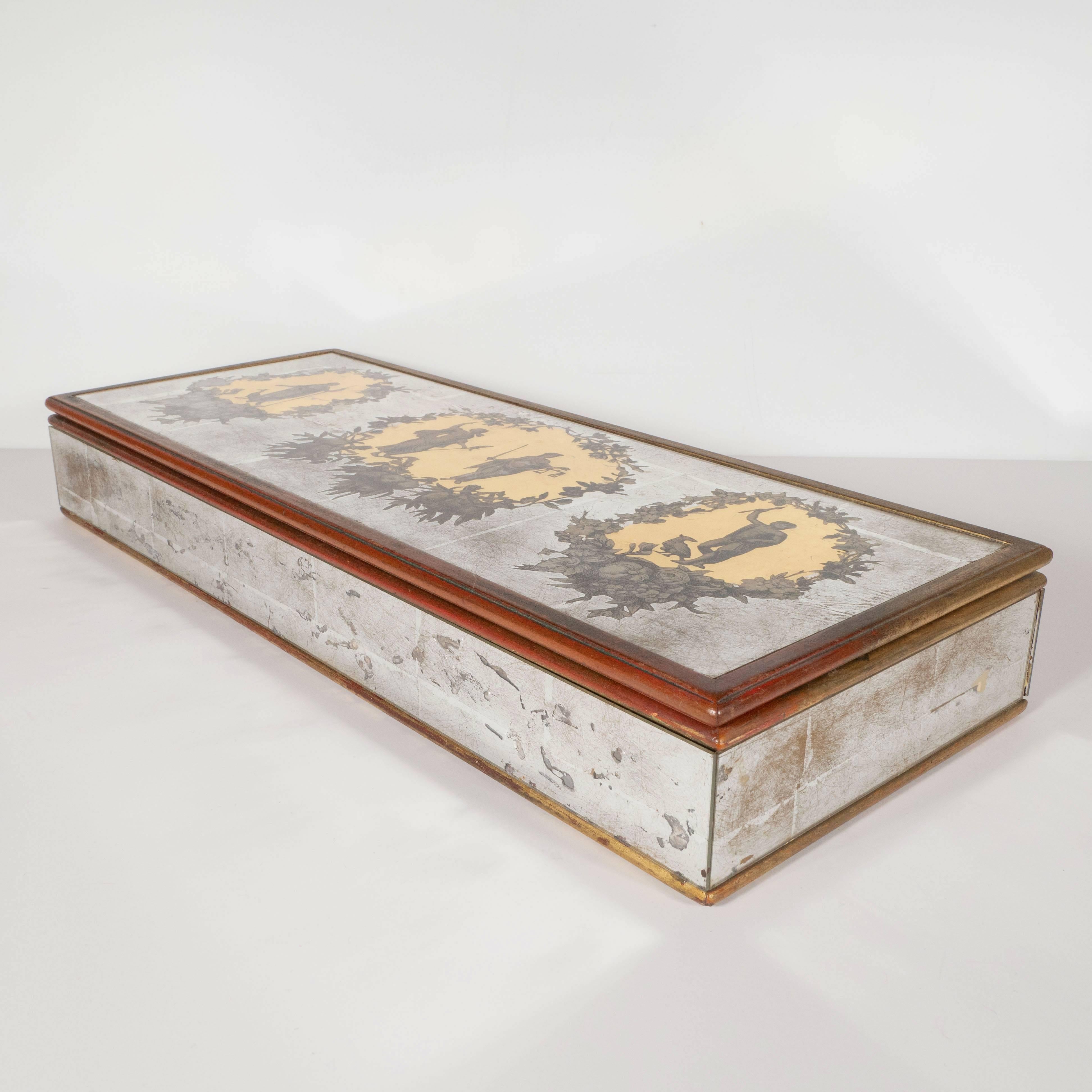 Mid-Century Modern Reverse Eglomisé Gold Mirrored Box by Piero Fornasetti 2