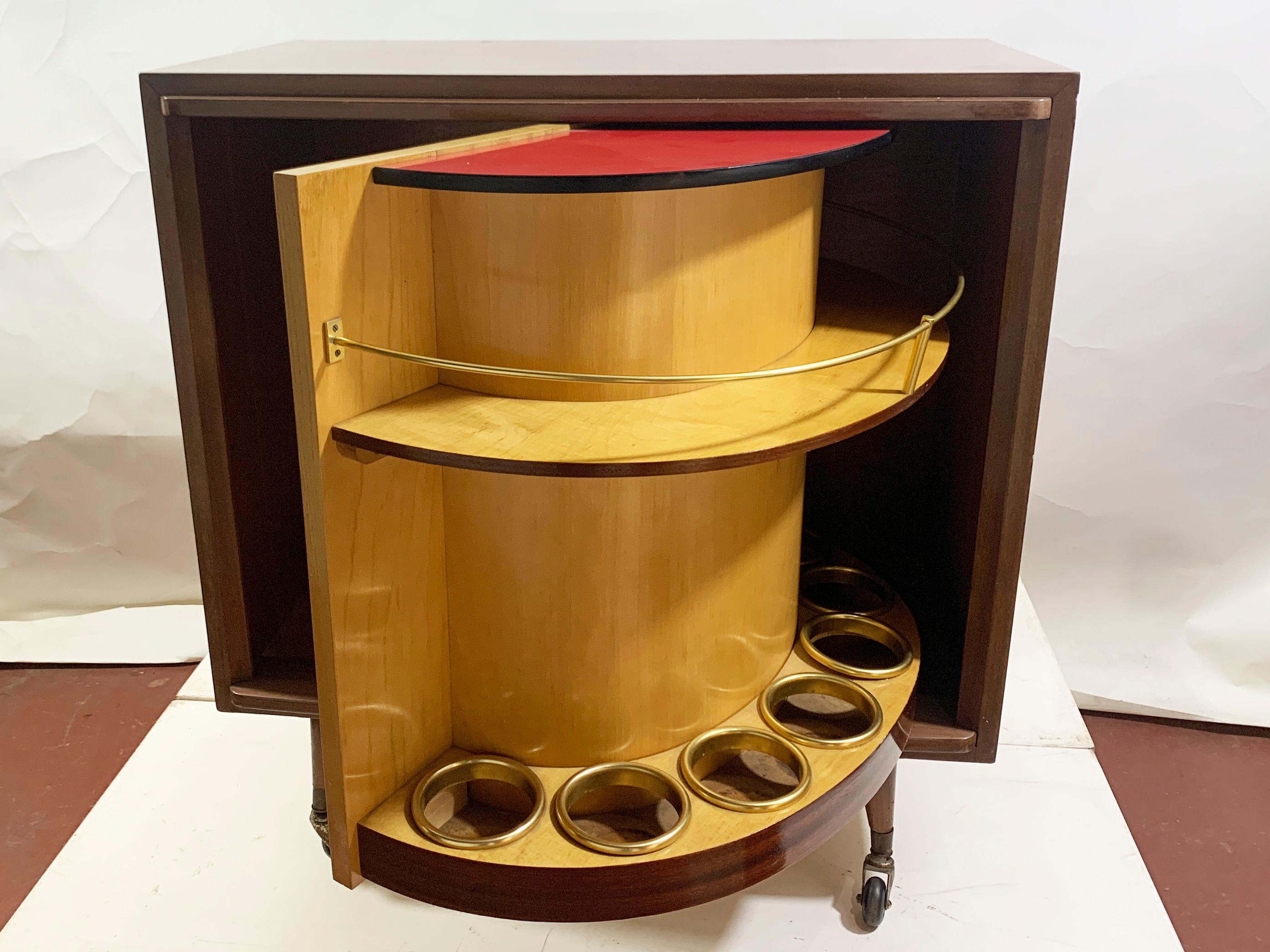 Legno Mobile da bar girevole di metà secolo, circa anni '50 in vendita