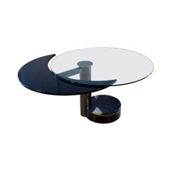 Round & Oval Dining Table with Glass & Black Top by Mario Mazzer for Zanette