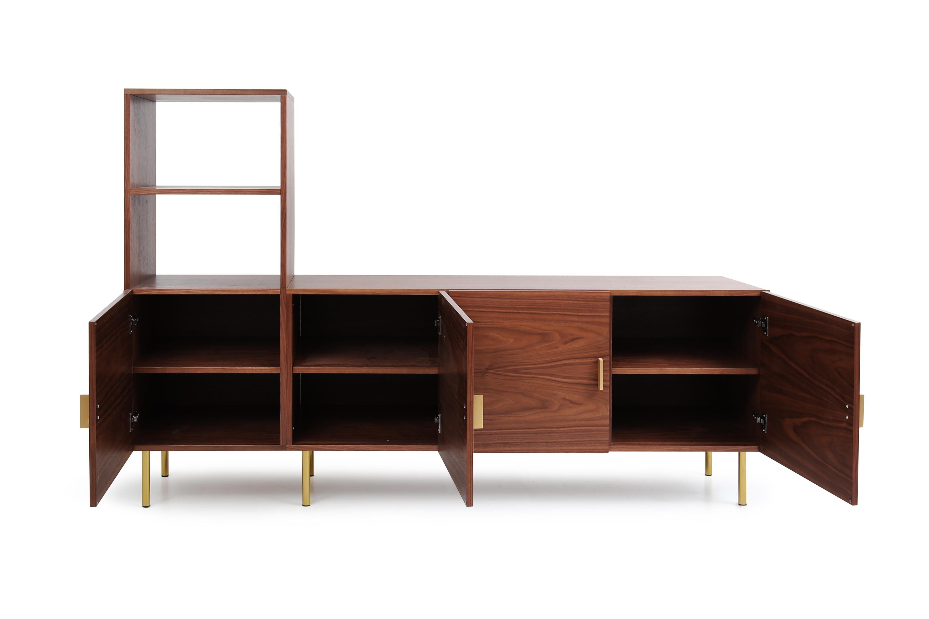 Mid-Century Modern Reykjavik Cupboard in Walnut and Brass In New Condition For Sale In Husavik, IS