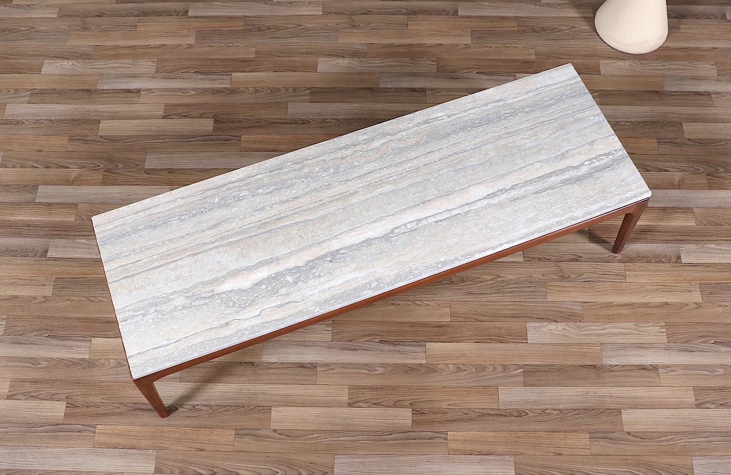Mid-Century Modern “Rhythm” Coffee Table with Silver Travertine by Lane 5