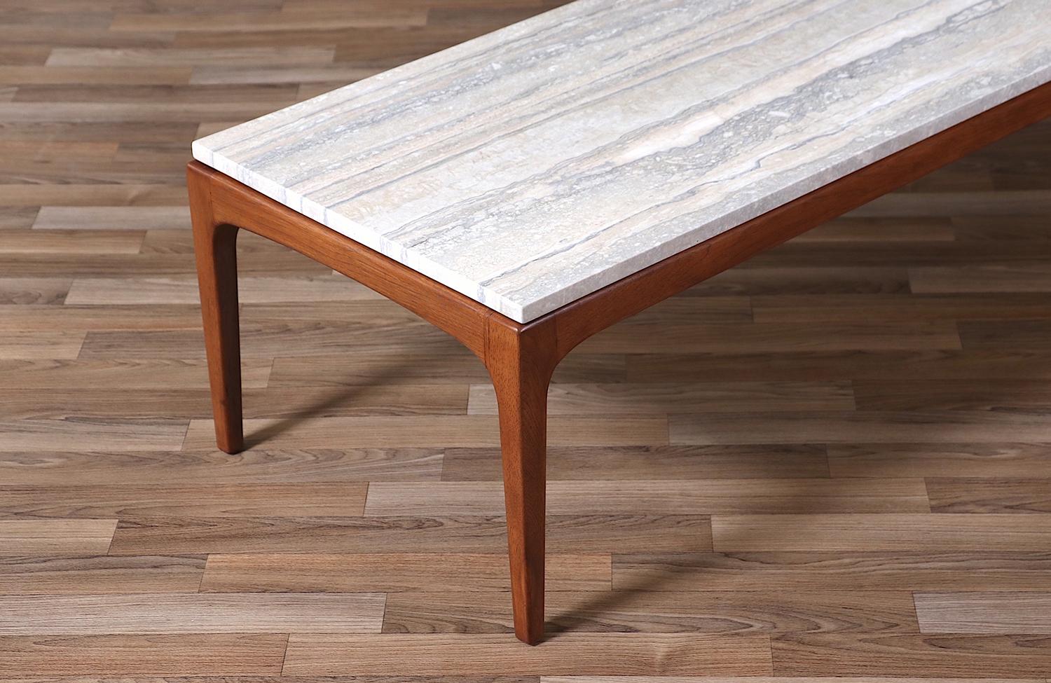 Mid-Century Modern “Rhythm” Coffee Table with Silver Travertine by Lane 1