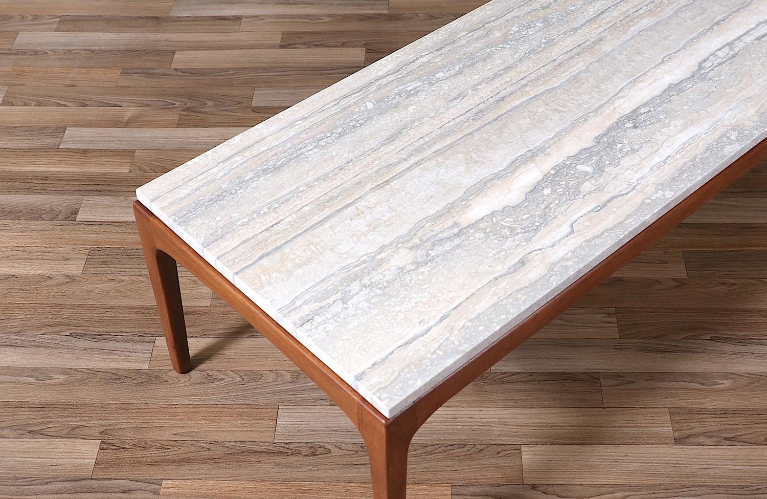 Mid-Century Modern “Rhythm” Coffee Table with Silver Travertine by Lane 2