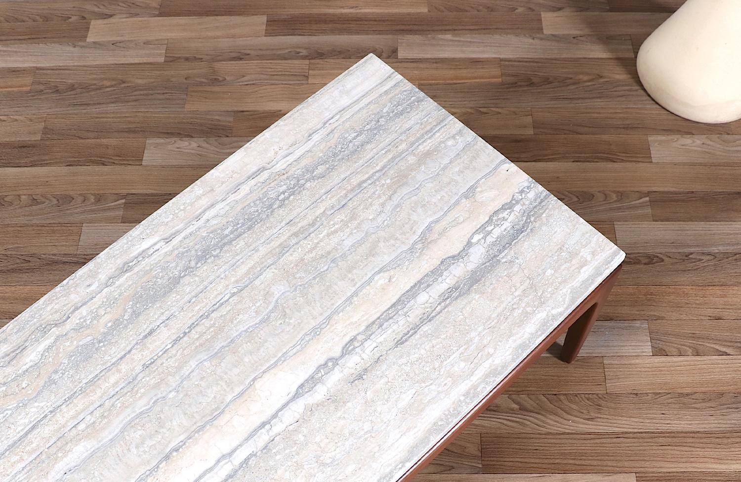 Mid-Century Modern “Rhythm” Coffee Table with Silver Travertine by Lane 3