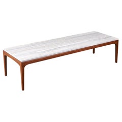 Mid-Century Modern “Rhythm” Coffee Table with Silver Travertine by Lane