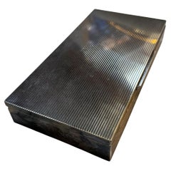 Mid-Century Modern Ribbed Metal Box in Brass and Nickel Silver