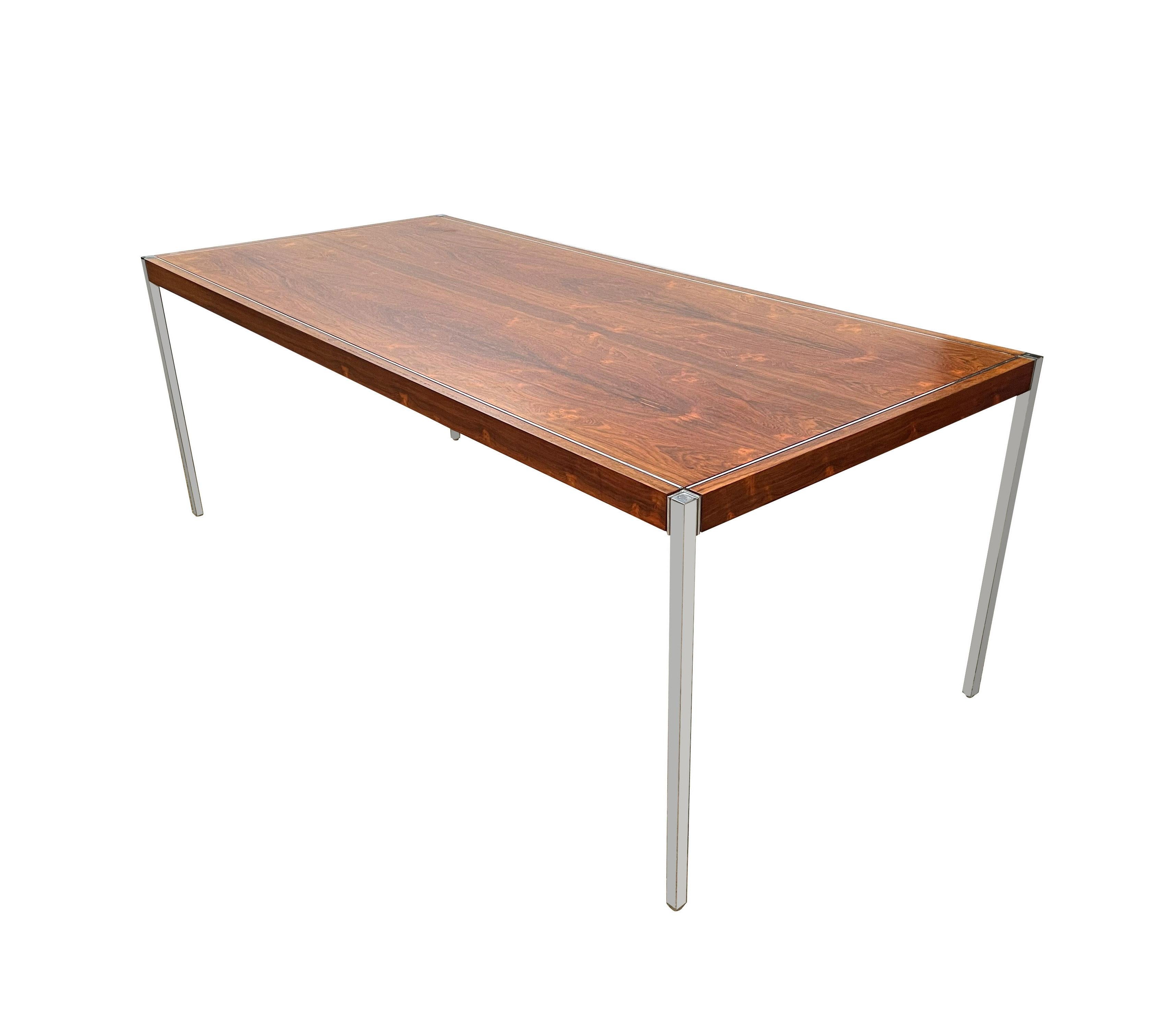 Chrome Mid-Century Modern Richard Schultz Dining Table or Desk in Rosewood for Knoll