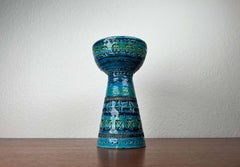 Mid-Century Modern Rimini Blu Pottery Candleholder Aldo Londi Bitossi, 1960s