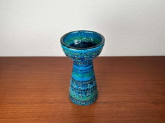 Mid-Century Modern Rimini Blu Pottery Candleholder Aldo Londi Bitossi, 1960s