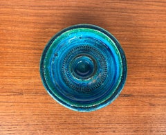 Mid-Century Modern Rimini Blu Pottery Candleholder Aldo Londi Bitossi Italy