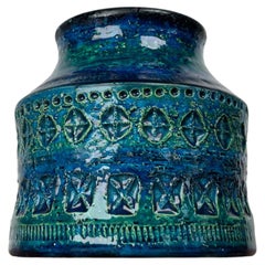 Mid-Century Modern Rimini Blu Pottery Vase Aldo Londi Bitossi Italy 1960s