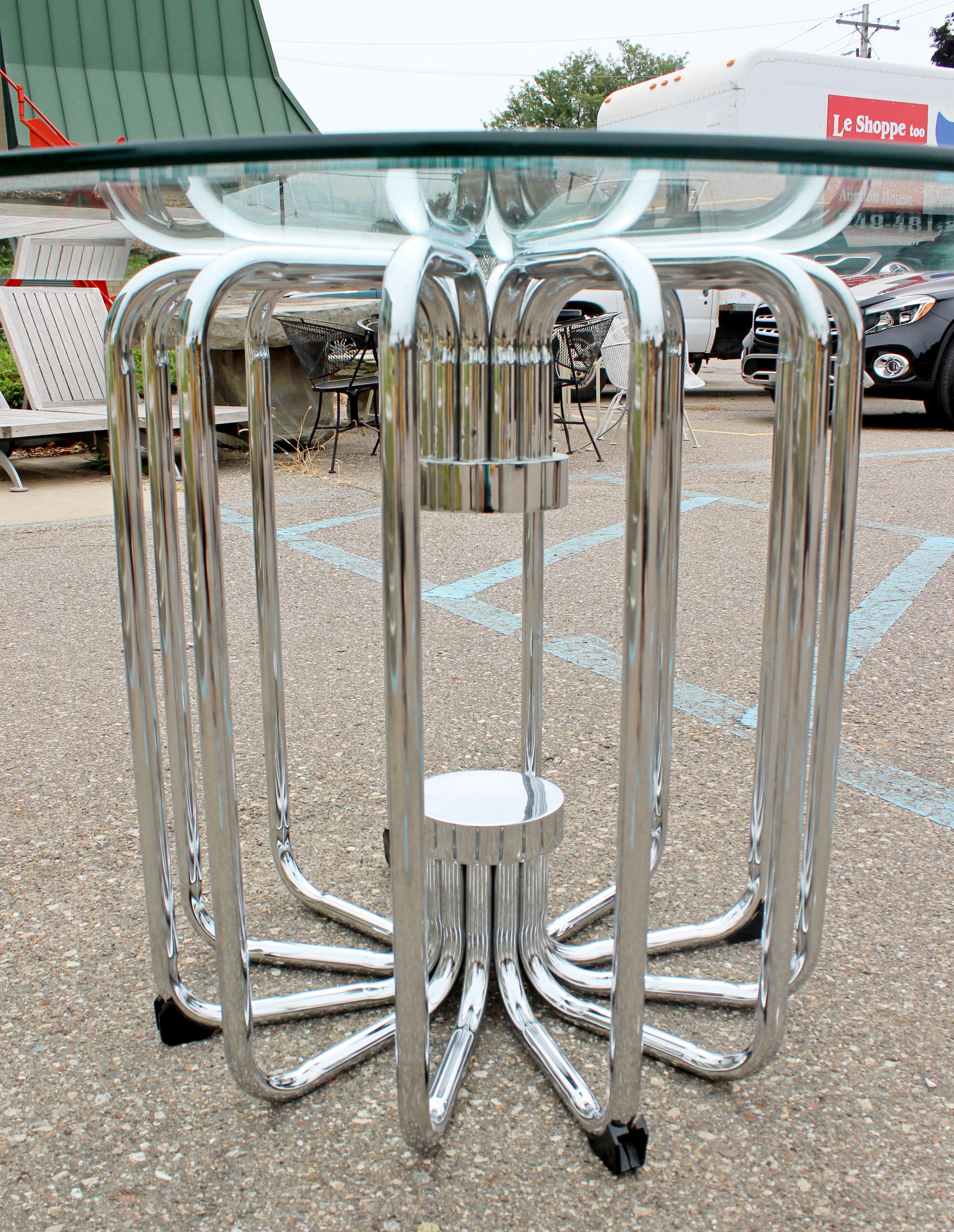 Mid-Century Modern Rinaldi Tubular Chrome Base Dinette Table & Four Chairs 1
