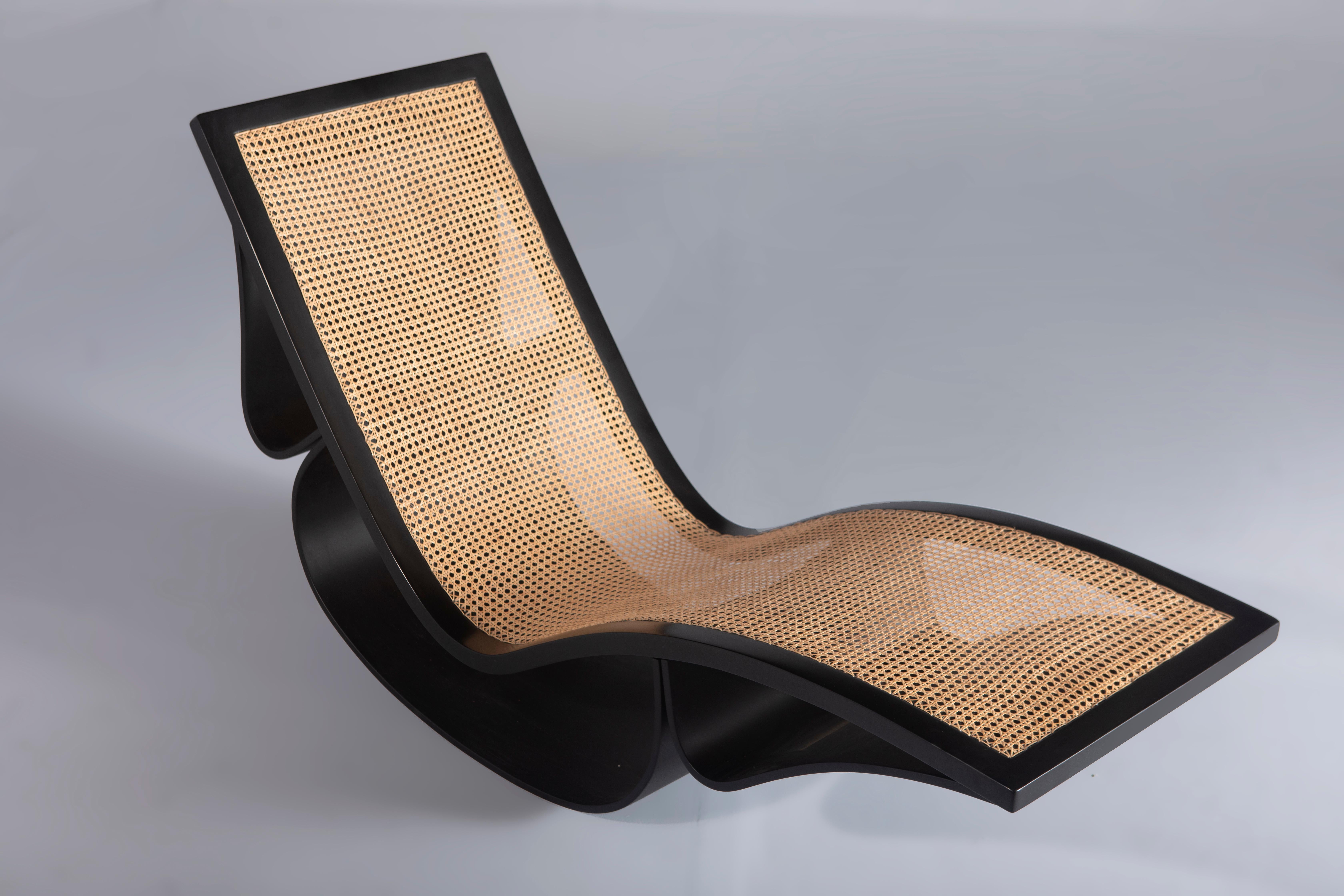 Mid-Century Modern Rio rocking chaise lounge by Brazilian Designers Oscar Niemeyer and Anna Maria Niemeyer, 1970s

The celebrated architect Oscar Niemeyer, best known for his design of civic buildings for Brasília, Brazil's capital, is lauded as one