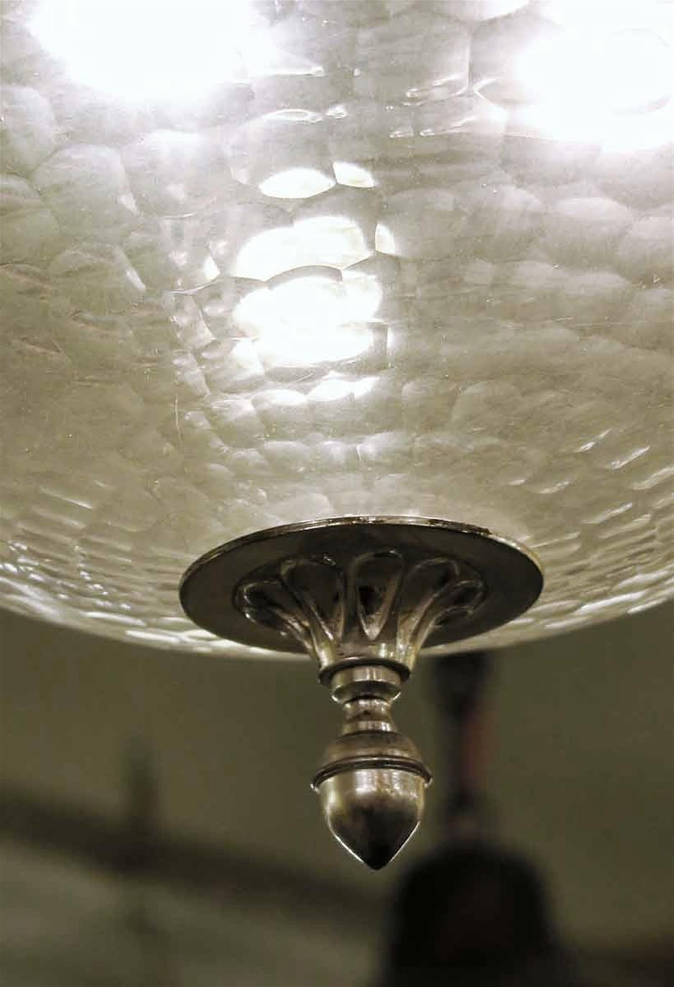 Mid-Century Modern Rippled Clear Glass Bowl Pendant Light with Unique Chain 1