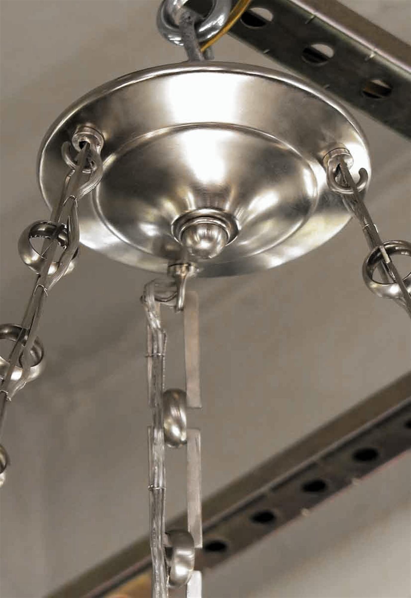 Mid-Century Modern Rippled Clear Glass Bowl Pendant Light with Unique Chain 3