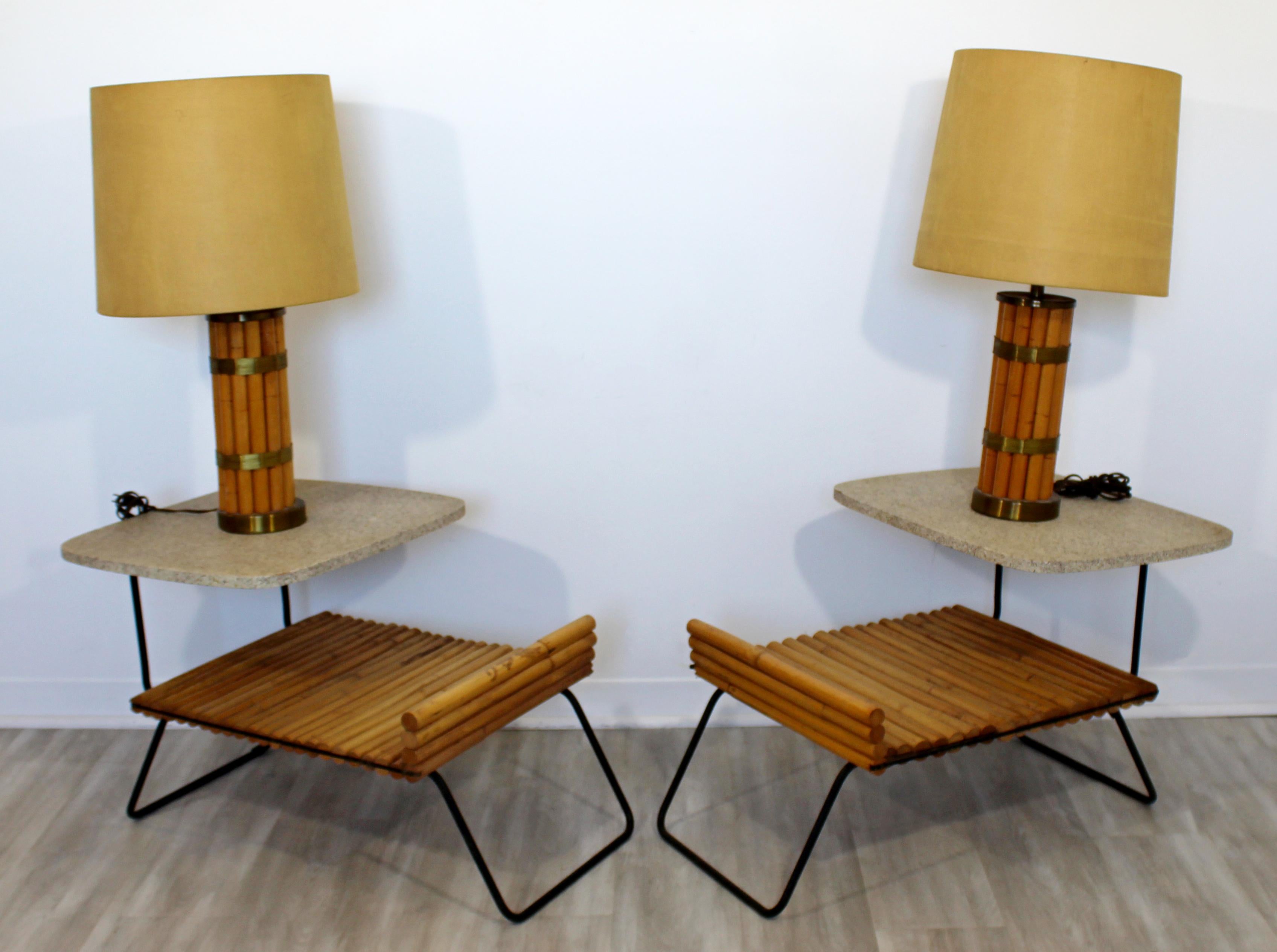 Mid-Century Modern Ritts Bamboo Wrought Iron Sofa Chair Table Living Room, 1950s In Good Condition In Keego Harbor, MI