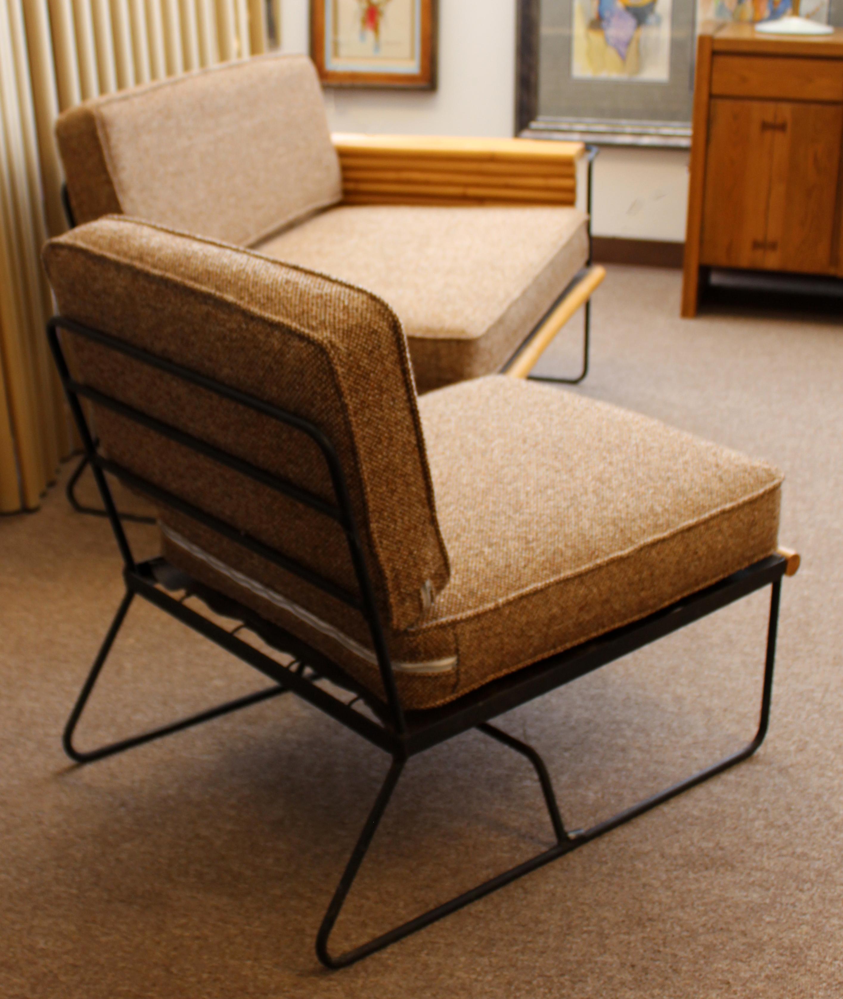 Mid-Century Modern Ritts Bamboo Wrought Iron Sofa Settee & Slipper Chair, 1950s 2