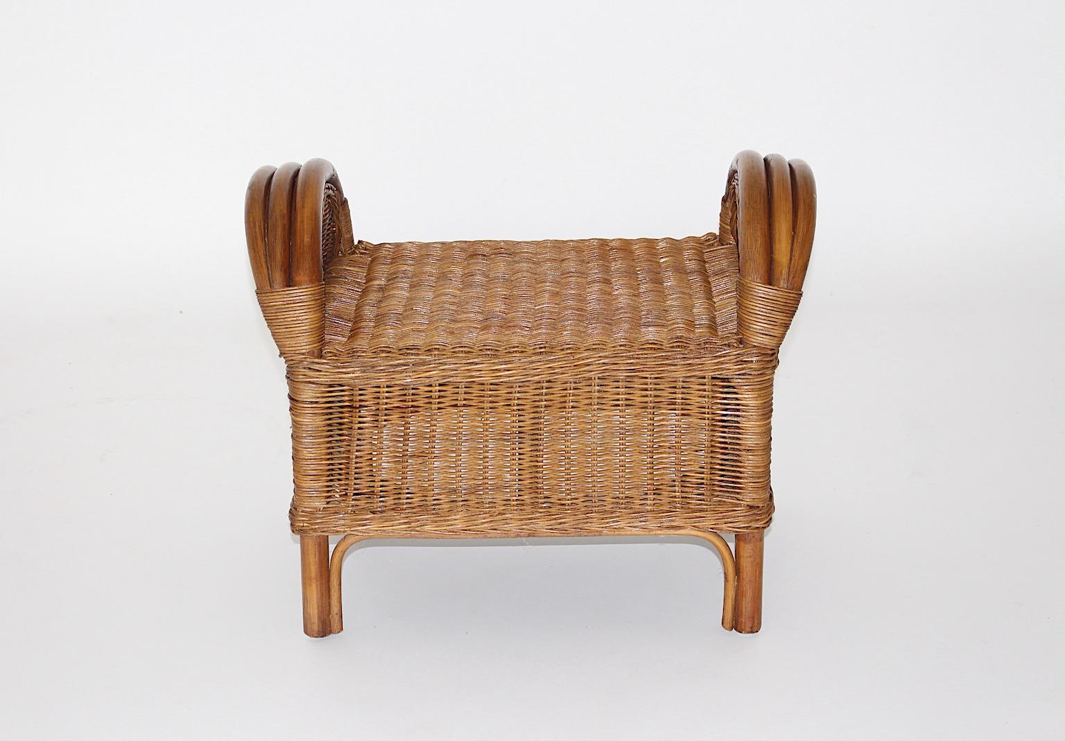 vintage wicker footstool