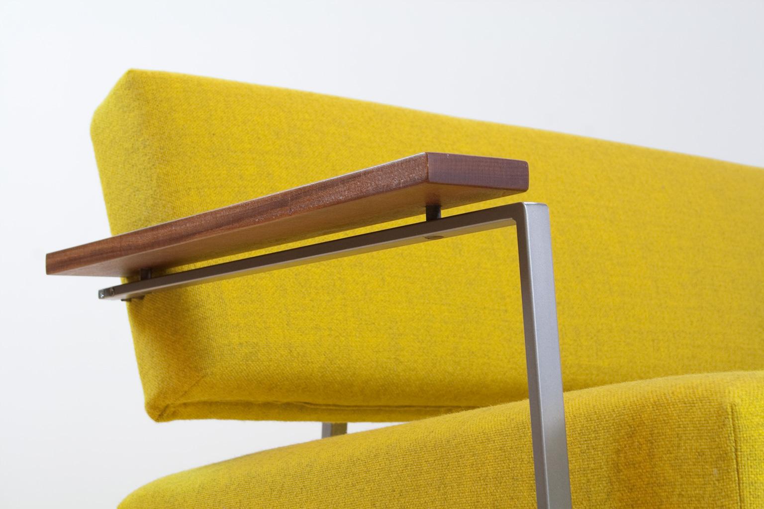 Metal Mid-Century Modern Rob Parry Sofa 3-Seat Model Lotus 75 in Yellow, 1960s For Sale
