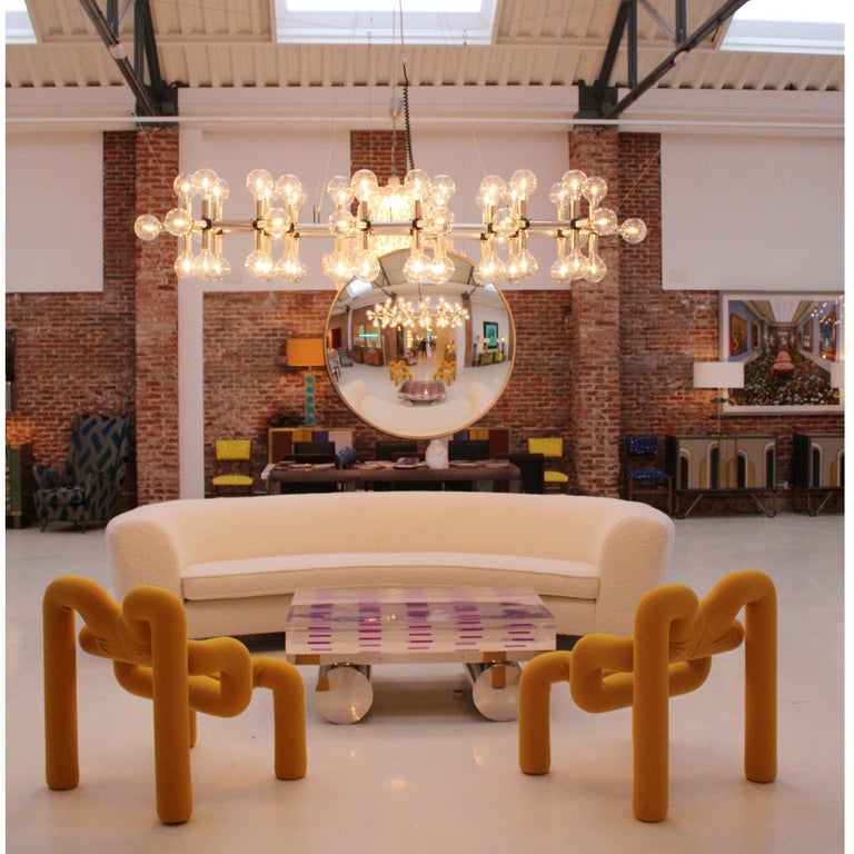 Hauser Lighting Mid-Century Modern Robert Haussmann Aluminum Pair of Suspension Lamps ...