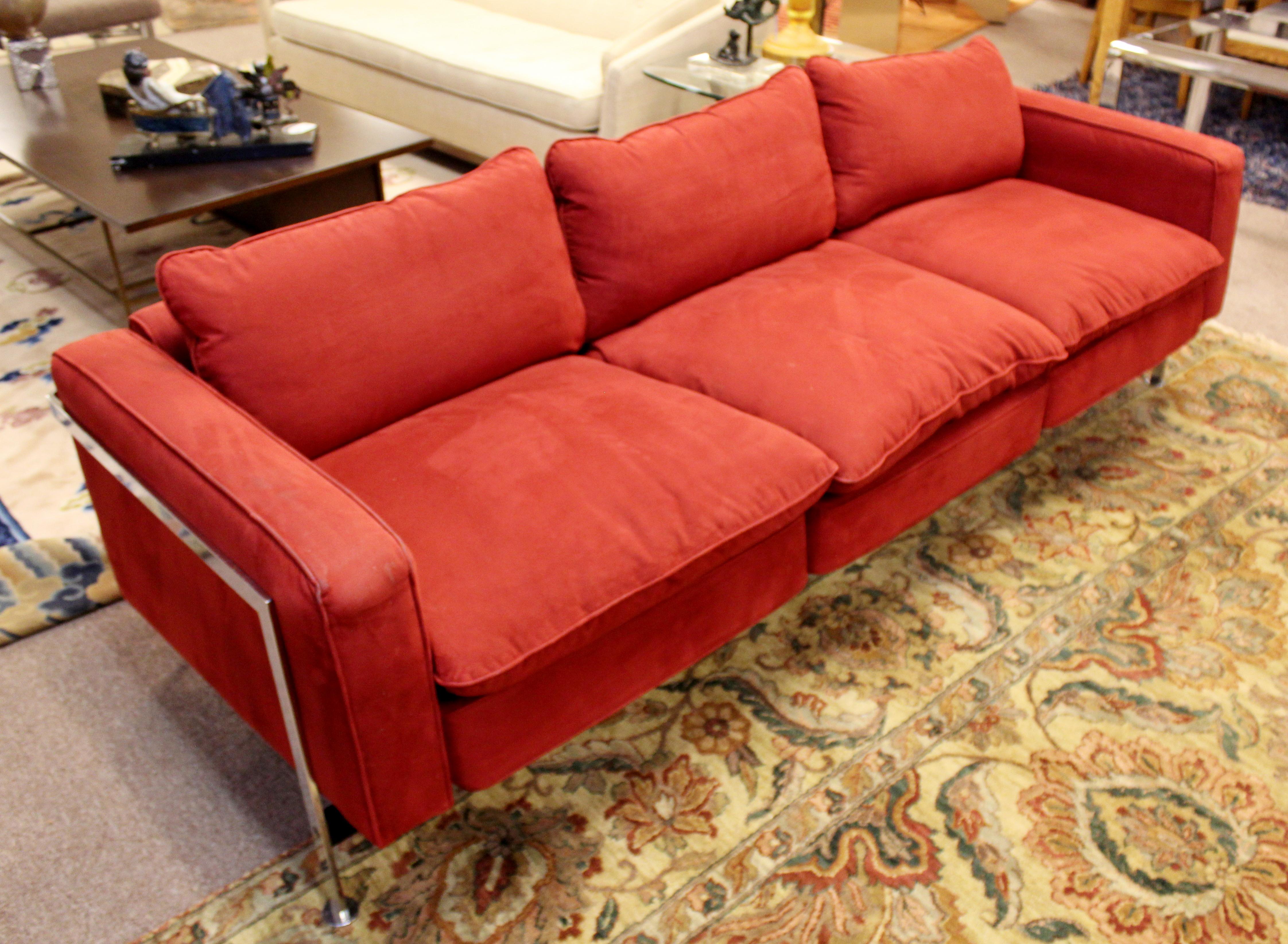 Mid-Century Modern Robert Haussmann for Stendig Steel Cased 3-Seat Sofa, 1950s In Good Condition In Keego Harbor, MI