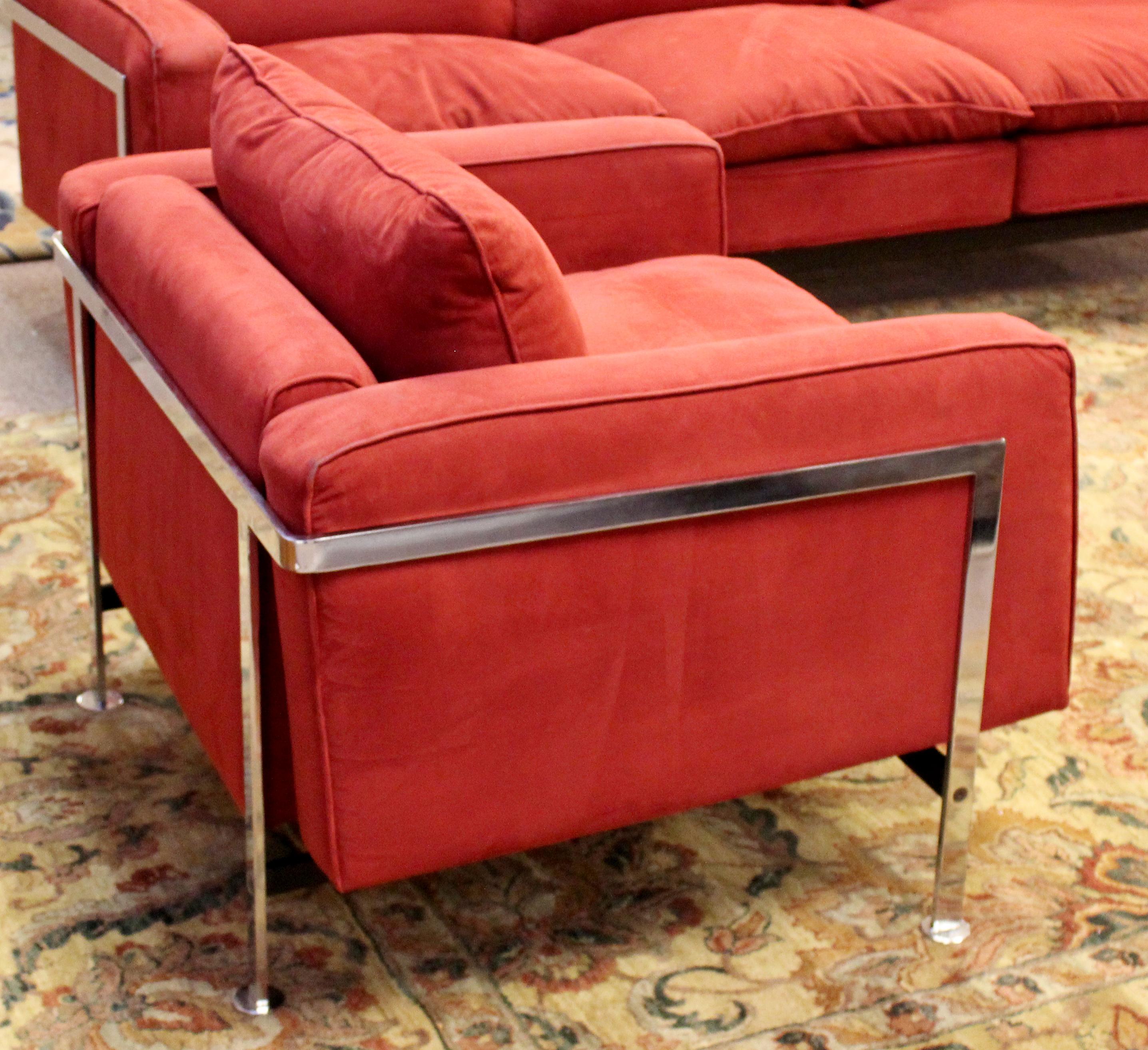 Mid-Century Modern Robert Haussmann Stendig Steel Cased Sofa & Pair Chairs 1950s 8
