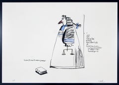Mid-Century Modern Robert Israel Signed AP Hand Colored Lithograph Lawyer, 1970