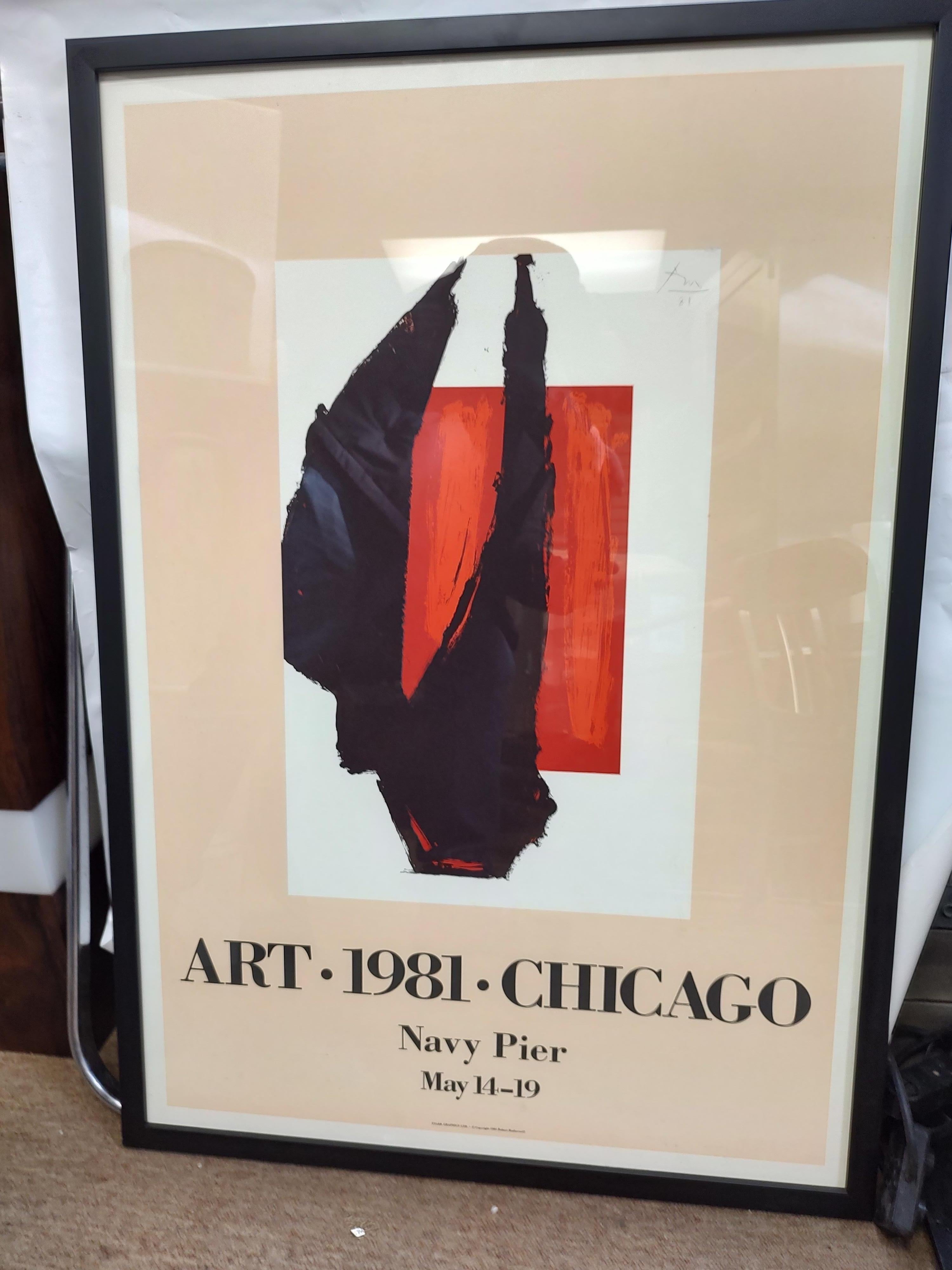 Mid-Century Modern Robert Motherwell Poster Chicago Exhibit, 1981 In Good Condition In Port Jervis, NY