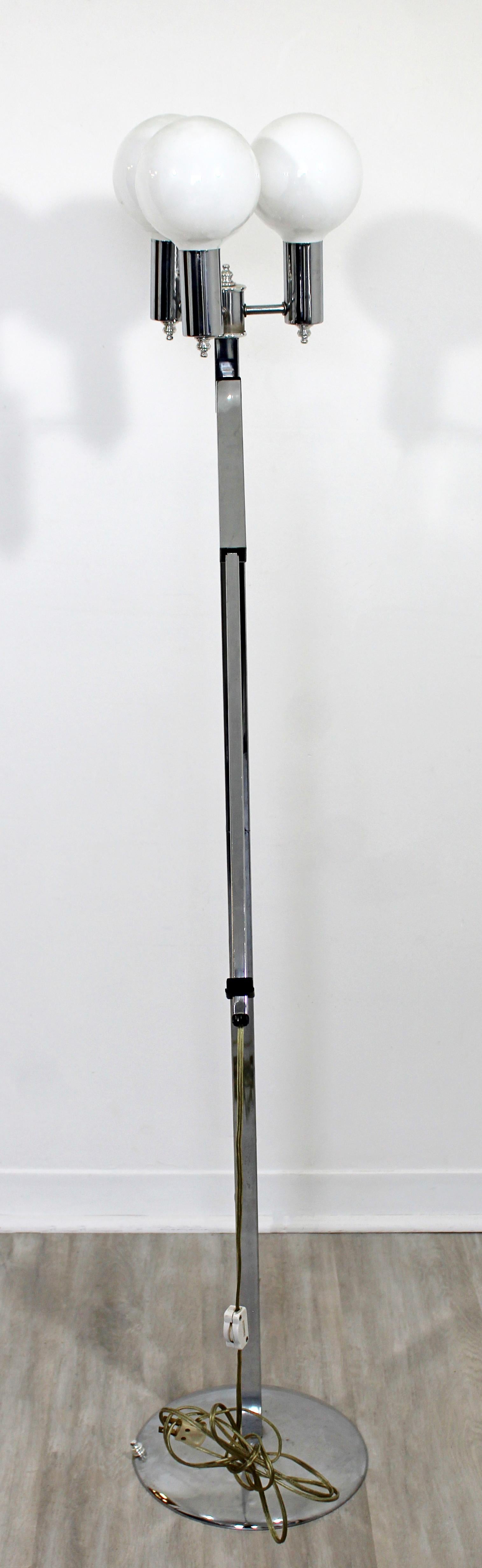 Late 20th Century Mid-Century Modern Robert Sonneman Adjustable 3-Arm Globe Chrome Floor Lamp