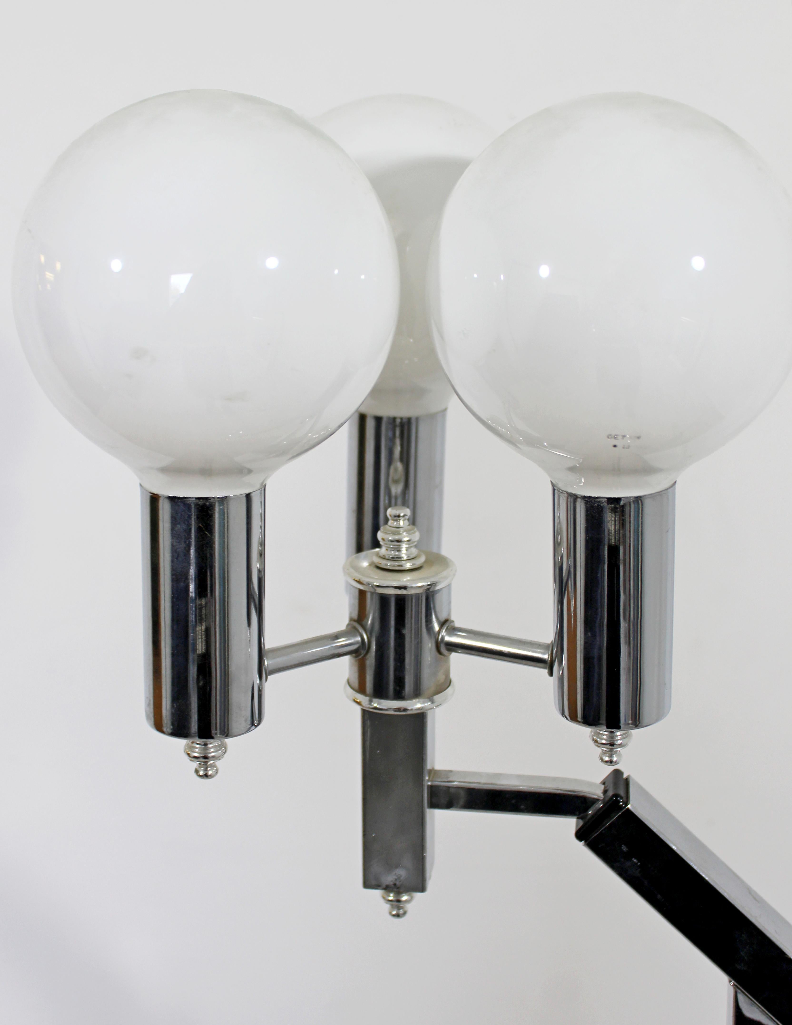 Mid-Century Modern Robert Sonneman Adjustable 3-Arm Globe Chrome Floor Lamp 1