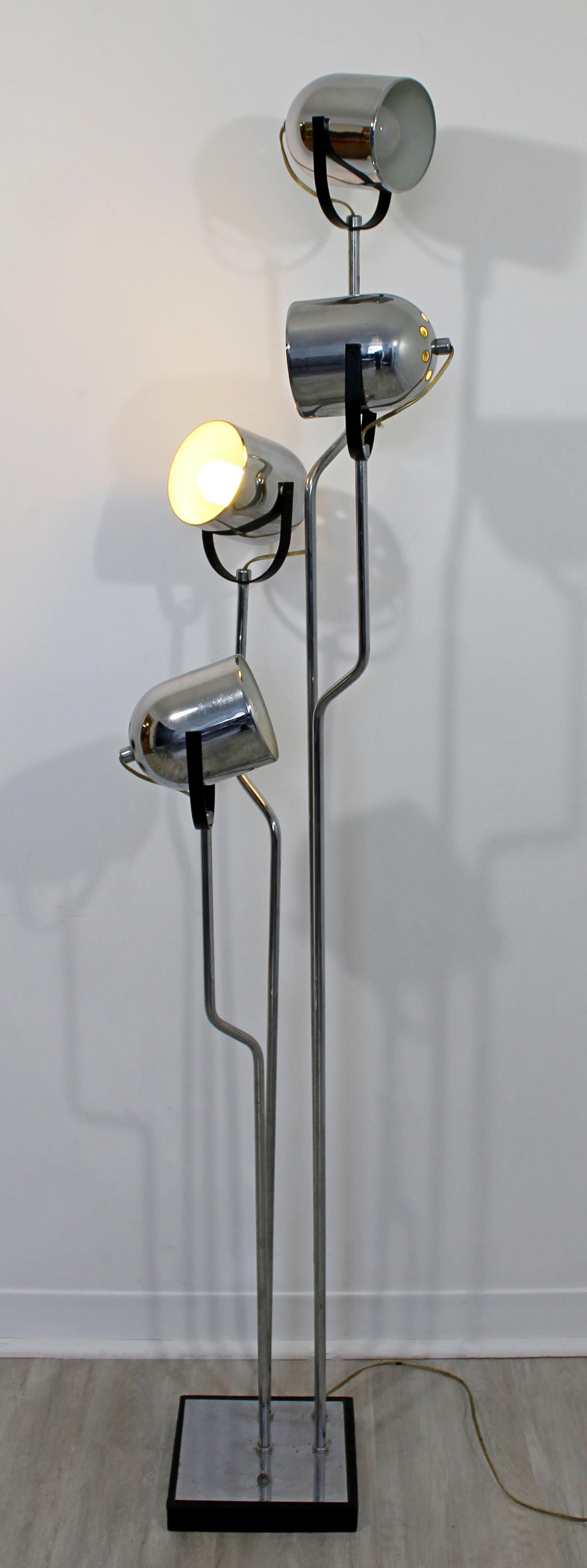American Mid-Century Modern Robert Sonneman Adjustable 4-Arm Globe Chrome Floor Lamp