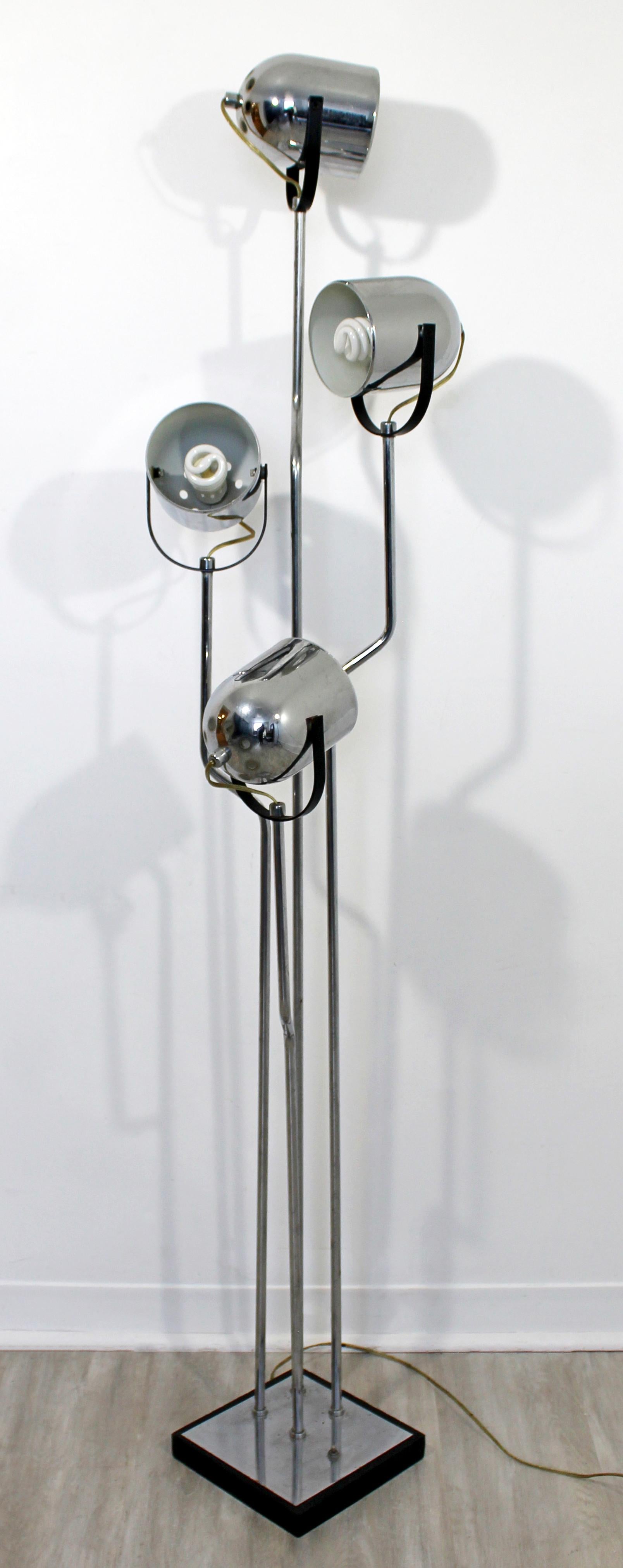 Late 20th Century Mid-Century Modern Robert Sonneman Adjustable 4-Arm Globe Chrome Floor Lamp